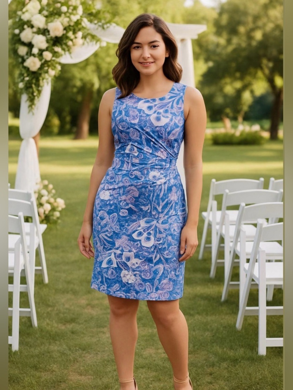 Maxine Zeaberg NEW Pucci print pink blue sleeveless dress Small Wedding Guest